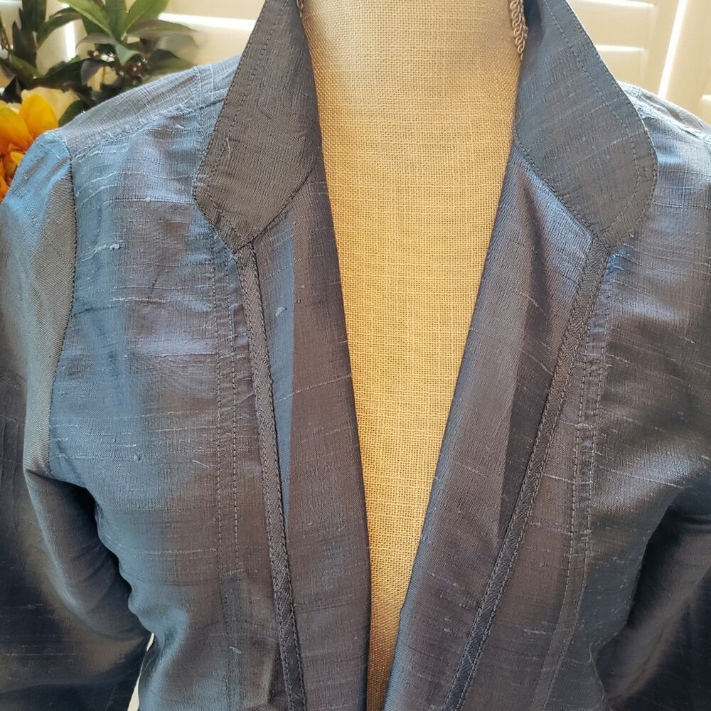 CHICOS SKY BLUE SILK JACKET W POCKETS SIZE 2(LG) - Picture 5 of 8